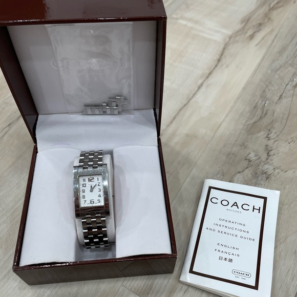 Womens Coach rectangle face silver watch NEEDS BATTERY - Picture 2 of 8